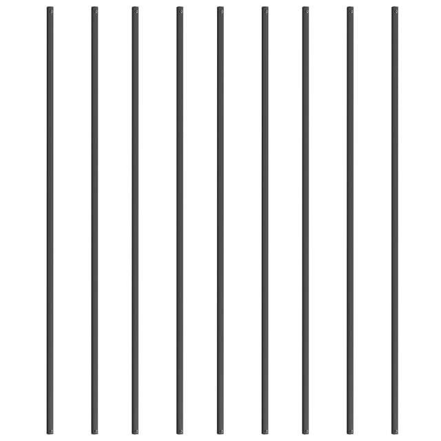 Treppengeländer Aus Schwarzem Aluminium, Set Aus 11 Vierkantstäben (112 X 1,3 Cm), Klassisches Hohlprofil Mit Schrauben