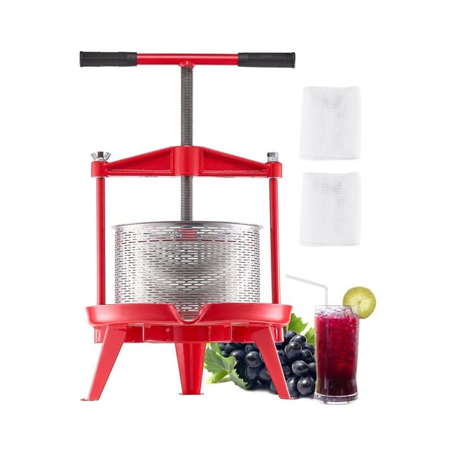 9-liter-fruchtpresse, Edelstahlkorb Mit Querstange Und Dreiecksstruktur, Manuelle Saftpresse, F ür Apfelwein, Äpfel, Trauben, T-griff, Küchenpresse