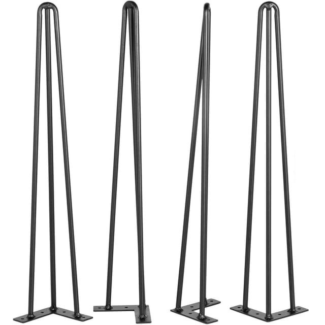 20 Zoll Lange, Schwarze Tischbeine Aus Stahl, 4er-set, Für Schreibtische, Bänke, Schreibtische, Esstische Und Stühle, Tragkraft 200 Pfund Pro Bein, 3 Streben, Zum Selberbauen