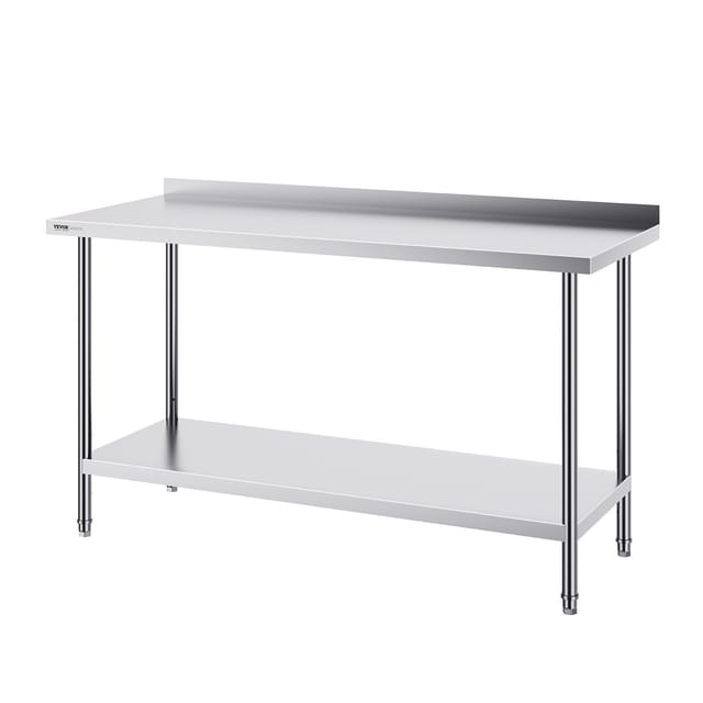 24 X 60 X 36 Zoll Großer Arbeitstisch Aus Edelstahl, Robuster Lebensmittelzubereitungstisch, Höhenverstellbar Für