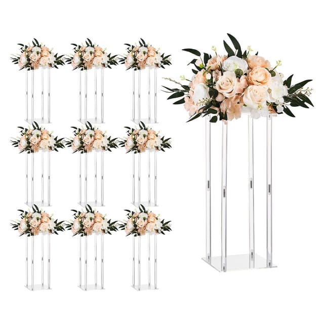 Set Mit 10 Blumenständern Für Hochzeiten, 50 Cm Hoch, Acryl, Zylindrisch, Tisch- Und Bankettdekoration