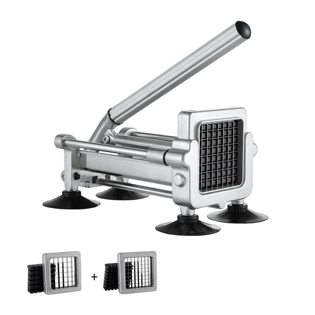 Pommes-frites-schneider Aus Edelstahl, Kartoffelschneider Mit 1/2- Und 3/8-zoll-klingen, Manueller Saugnapf