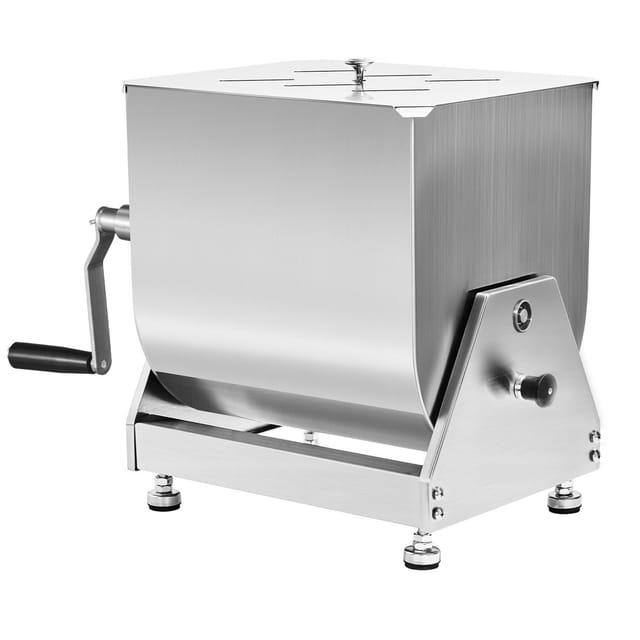 Manueller Fleischmischer Aus Edelstahl (20 L), Wurstmaschine Mit Reduzierstück, Zum Zerkleinern Und Mischen Von Fleisch, Maximale Effizienz