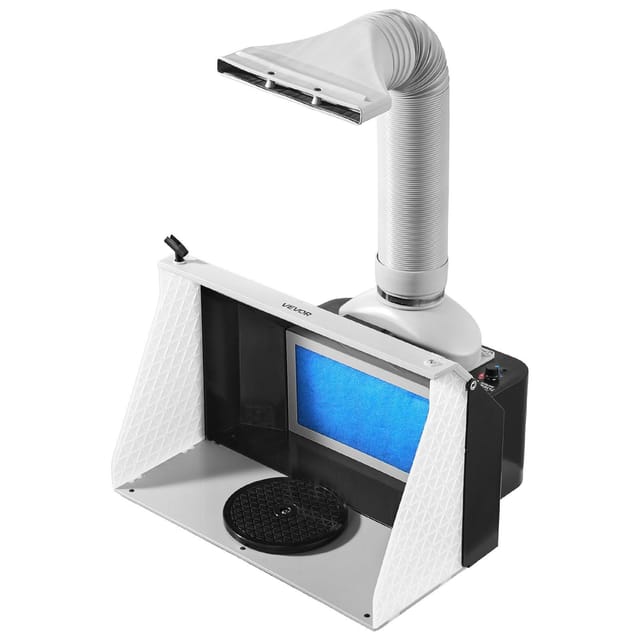 Tragbare Airbrush-spritzkabine Mit Zwei Ventilatoren, Drei Led-leuchten Und Abluftschlauch Für Farbe