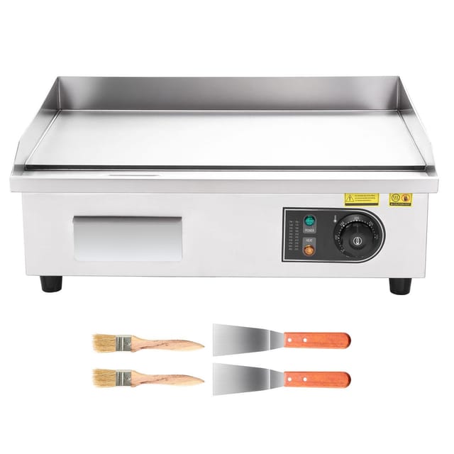 Gewerbliche Elektrische Grillplatte 535 X 300 Mm 3200 W, Einstellbare Temperatur 50-300°c, Edelstahlgrill Mit Spateln