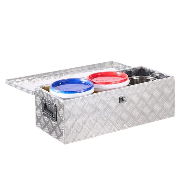 Robuster Werkzeugkasten Aus Aluminium Mit Griffen Und Schloss Für Lkw, Anhänger Und Wohnmobile Abmessungen 762 X 330 X 243 Mm Silber