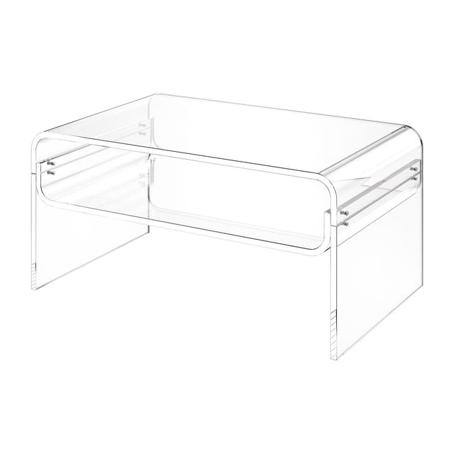 Acryl-couchtisch, Zweistöckiger Beistelltisch Mit Stauraum, Modernes Rechteckiges Design, Ideal Für Esszimmer, Küchenzeile, Restaurant, Büro, 50 X 80 X 38 Cm, Transparent