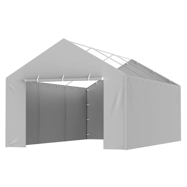 Ersatzplane Für Unterstand, 3,65 X 6,10 M Wände, Garagenzelt, Unterstand, Robuste Plane, Wasserdicht Und Uv-beständig, Einfache Montage Mit Gummibändern, Grau, Dach Und Gestänge Nicht Enthalten