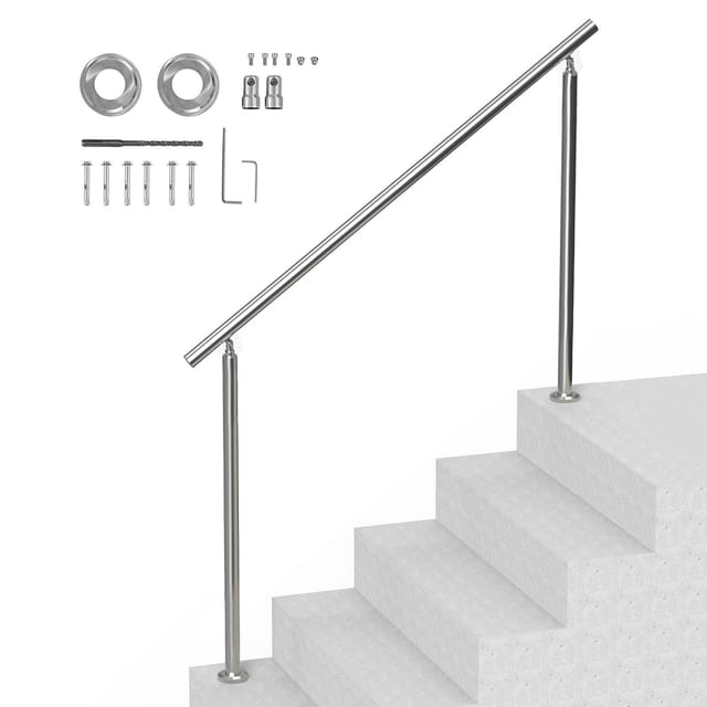 150 Cm Langes Edelstahlgeländer Für Außentreppen, Inklusive Montagesatz, Ideal Für Sicherheit Und Stil