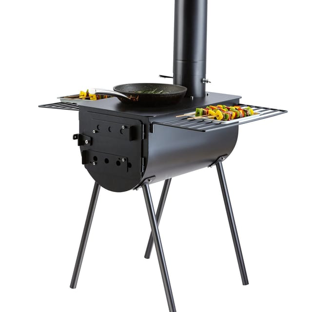 Tragbarer 3 M Langer Holzofen Aus Legiertem Stahl Für Campingzelte, Mit Schornstein Und Handschuhen, Zum Kochen Und Heizen Im Freien.