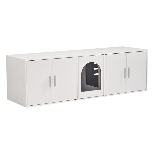 147,1 Cm Hoher Katzenstreuschrank Aus Holz, Beistelltisch Oder Nachttisch, Moderner Stil