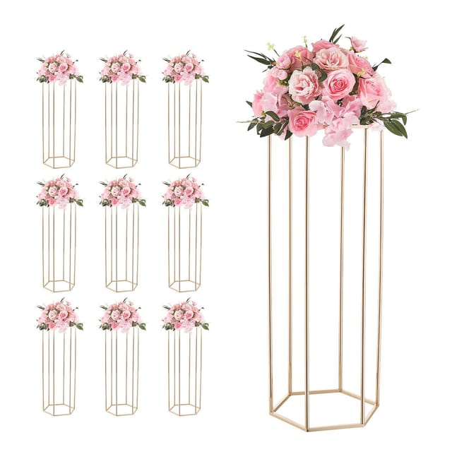 Set Mit 10 Sechseckigen Acryl-blumenhaltern Für Hochzeiten, Perfekt Für Tischdekorationen, Bankette Und Empfänge