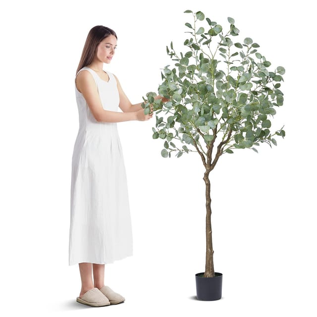 Künstlicher Eukalyptus, 1,8 M, Realistische Pflanze Aus Unbedenklichem Pe, Diebstahlsicher, Für Die Dekoration Im Innen- Und Außenbereich