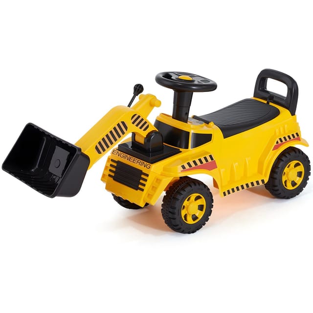 Tretauto Für Kleinkinder, Gelber Bagger Für Kinder Von 19-36 Monaten, Spielzeug Mit Stauraum Und Musik, Tragkraft 25 Kg