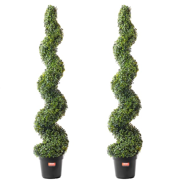 Set Mit 2 Künstlichen Buchsbaum-topiarybäumen, 152 Cm, Uv-geh ärtet, Für Die Innen- Und Außendekoration, Inklusive Topf Und