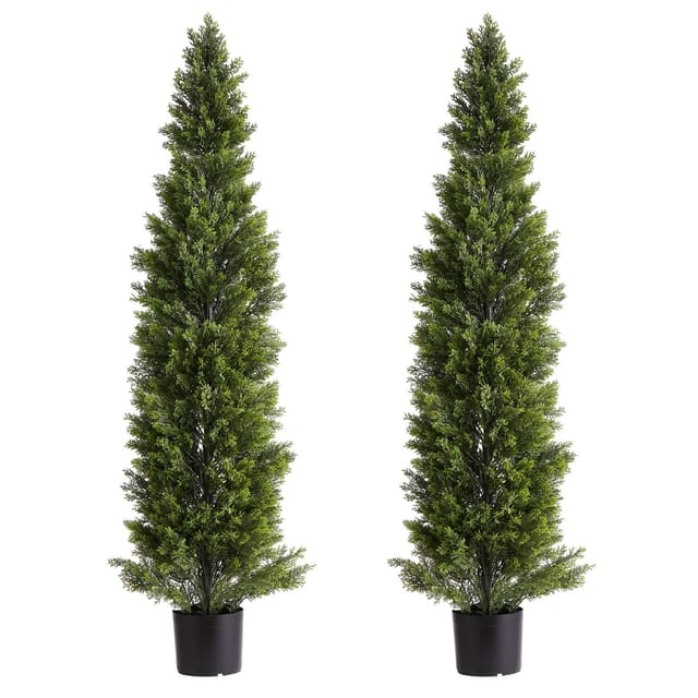 Künstliche Zypressen-topiary, 2er-set, 1524 Mm, Künstliche Seidenpflanzen, Einfache Dekoration Für Garten Und Balkon