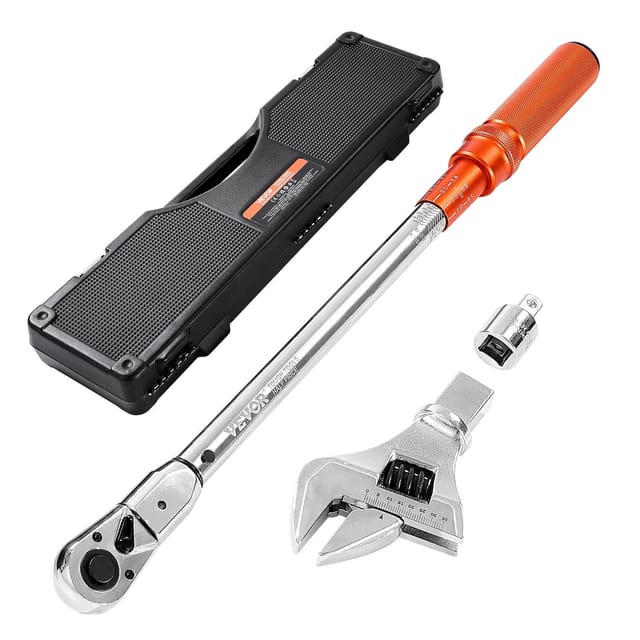 Verstellbarer Drehmomentschlüssel Mit Ratsche, 1/2"-vierkantantrieb, 20–160 Lbf-ft (27,1–216,8 Nm), Bidirektionale Skala Und Zwei Lager, 72 Zähne, ±2 % Genauigkeit, Mit Adapter