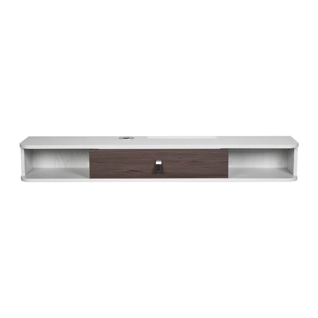 Wandmontiertes Tv-möbel, 119 Cm, Wandmontiertes Multimedia-center Mit Kabelmanagement, Modernes Wandmontiertes Tv-regal Mit Ablagefläche, Konsole Für Dvd-player Und Set-top-box, Weiß