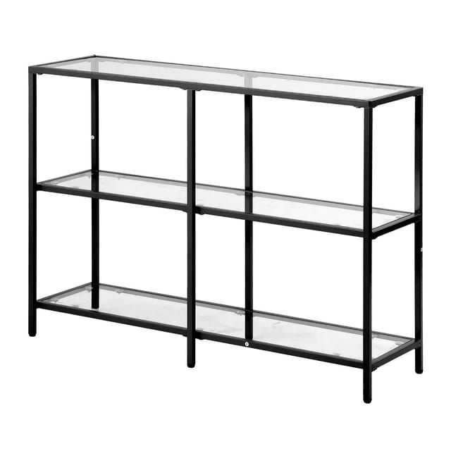 Dreistufiger Konsolentisch Aus Glas Und Gold, Tischplatte Aus Gehärtetem Glas Mit Eisenbeinen, Geeignet Für Eingangsbereich, Wohnzimmer, Esszimmer Und Moderne Einrichtung.