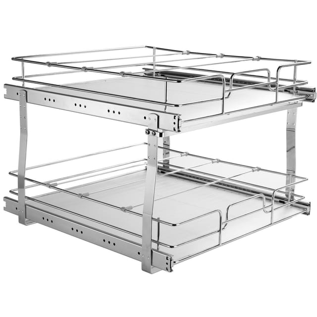 2-stöckiger Kleiderschrank-organizer, 41 Cm X 533 Cm, Verschiebbar, Verchromter Stahl, Zur Aufbewahrung In Küche Und Bad