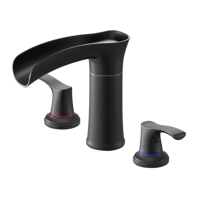 Matte, Schwarze Badewannenarmatur Im Römischen Stil Mit Wasserfallfunktion, 3-loch-design Aus Zinklegierung Mit 2 Griffen Für Bad Und Haustiere