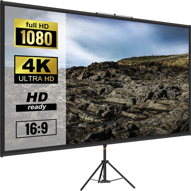 Stativ-projektionsleinwand, 70 Zoll, 16:9, 4k Hd, Knitterfrei, Höhenverstellbar, Tragbar, Für Projektoren, Für Den Innen- Und Außenbereich, Ideal Für Filme, Heimkino, Videospiele, Büro