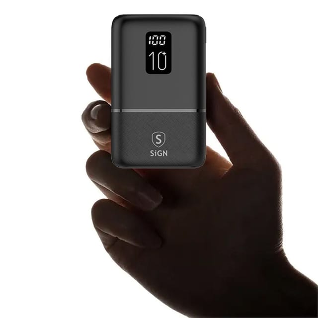 Mini Q C Powerbank Mit Display 10 000 Mah Schwarz