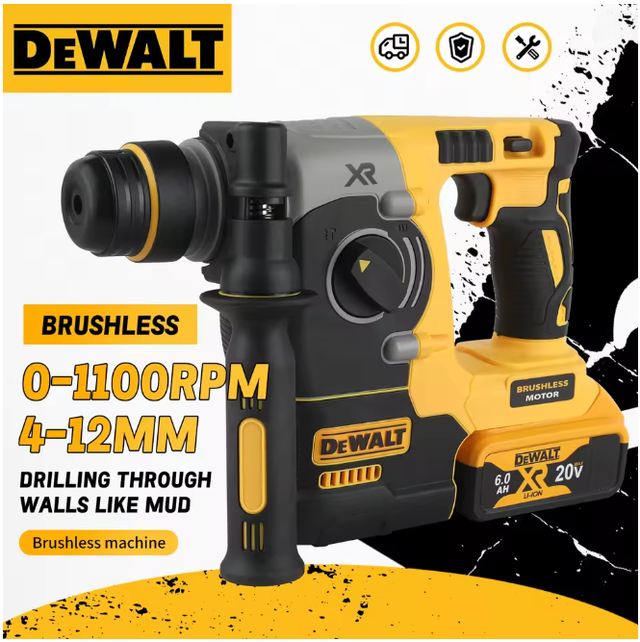 Dewalt Dch273 Perforateur Burineur Sans Fil 18v Xr Sds Plus, Kit Batterie+chargeur, Installation Électrique Fixation Ancrage Mur
