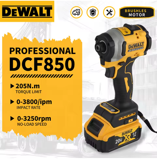 Dewalt Dcf850 Visseuse À Chocs 18v Brushless 205nm, Corps Seul, Compatible Batteries Dewalt 18v