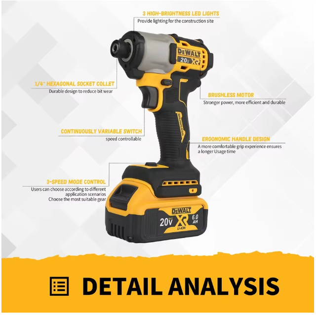 Dewalt Dcf845 Visseuse À Chocs Sans Fil 18v Xr Brushless, Outil Nu, Entrepreneur Bâtiment Fixation Chantier