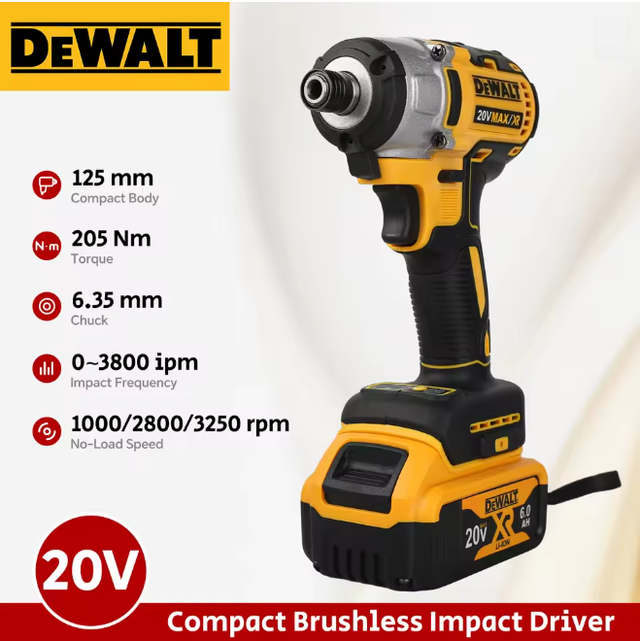 Dewalt Dcf887 Visseuse À Chocs Sans Fil 18v Xr, Kit Batterie+chargeur, Pose Cloison Plâtre Faux Plafond Chantier Rénovation