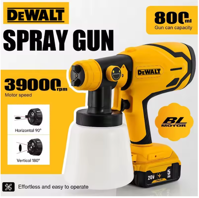 Dewalt Pistolet À Peinture Sans Fil 18v Xr, Corps Seul Sans Batterie Ni Chargeur, Rénovation Meuble Bois Porte Finition