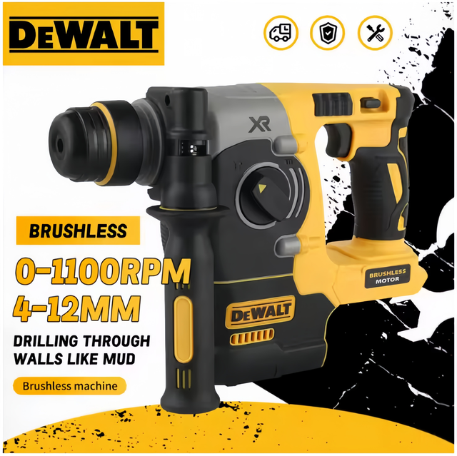 Dewalt Dch273 Perforateur Burineur Sans Fil 18v Xr Sds Plus, Corps Seul Sans Batterie Ni Chargeur, Burinage Carrelage Plâtre Rénovation Mur