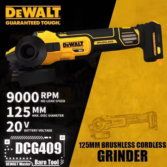 Dewalt Dcg409 Meuleuse D'Angle Sans Fil 18v Xr Brushless 125mm, Kit Batterie Chargeur, Rénovation Équipements Maintenance Industrielle