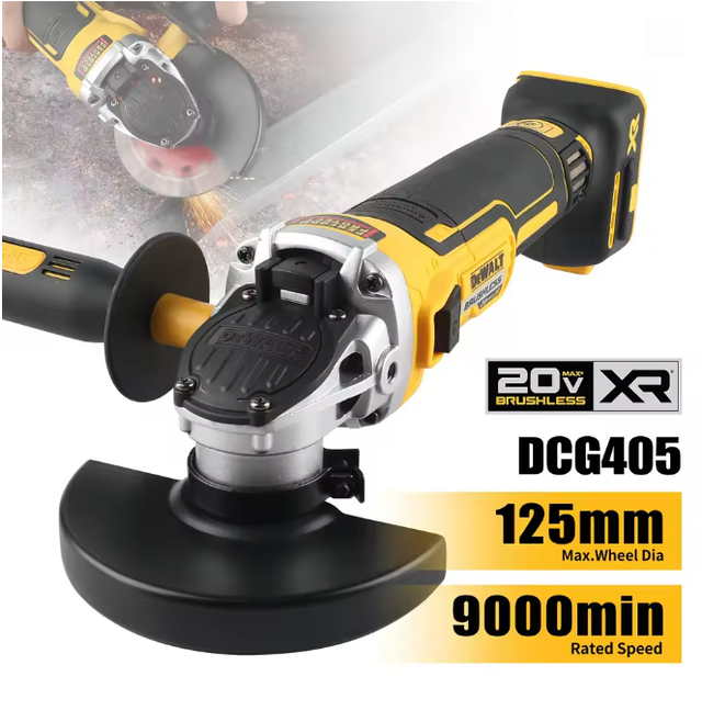 Dewalt Dcg405 Meuleuse D’angle Sans Fil 18v Xr Brushless 125mm, 9000 Tr/min, Machine Seule, Sans Batterie Ni Chargeur