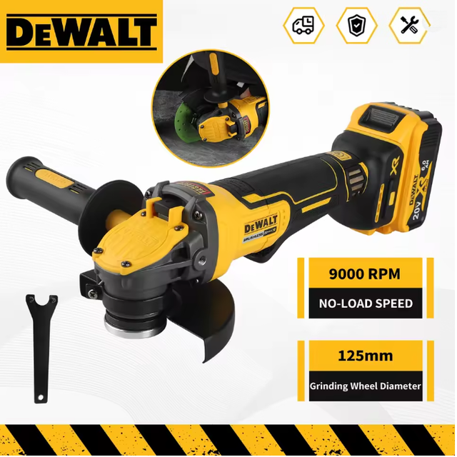 Dewalt Dcg416 Meuleuse D'Angle Sans Fil 18v Xr 125mm, Kit Batterie+chargeur, Coupe Métal Structure Acier Chantier