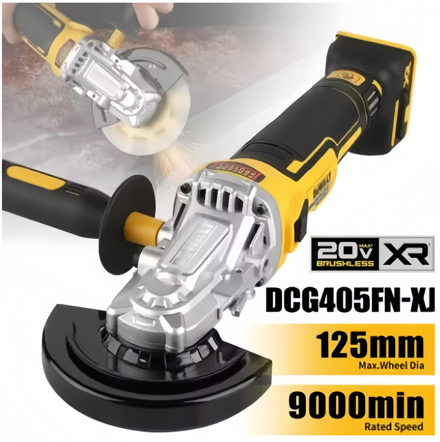 Dewalt Dcg405fn Meuleuse D’angle 18v Xr Tête Plate Brushless 125mm, Kit Batterie + Chargeur, Réparation Carrosserie Désoxydation Atelier Mécanique
