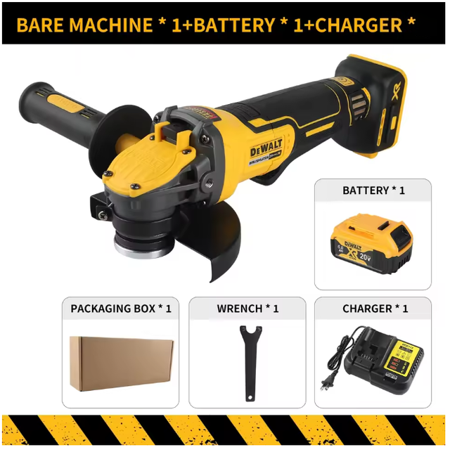 Dewalt Dcg416 Meuleuse D'Angle Sans Fil 18v Xr 125mm, Kit Batterie+chargeur, Ponçage Pierre Béton Carrelage Chantier Rénovation