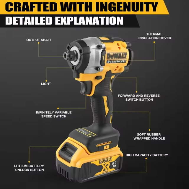 Dewalt Dcf921 Clé À Chocs Sans Fil 18v Xr Compacte, Kit Batterie+chargeur, Bricolage Maison Garage Remorque Abri
