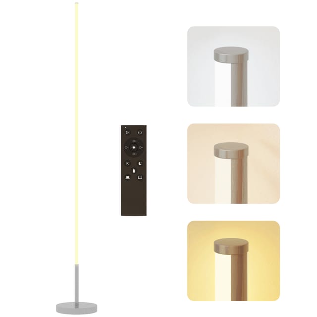 Led-stehlampe Dimmbar Fernbedienung Fußschalter Ø20x150 Cm Silber