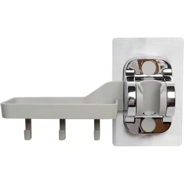 Duschkopfhalter Ohne Bohren Mit Ablage Und 3 Haken, Selbstklebender Dosenhalter, Badezimmer Und Aufbewahrung