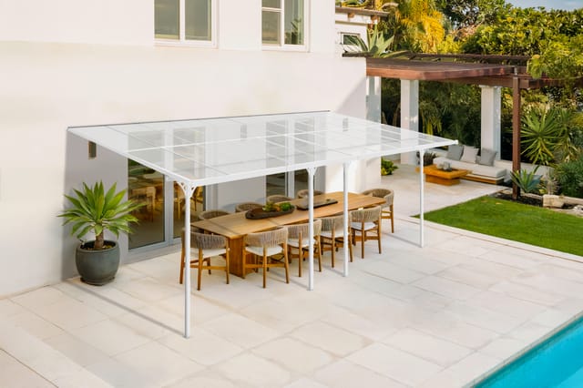 Angebaute Pergola/carport 18m² Kleo 600l300 Aluminium Weiß