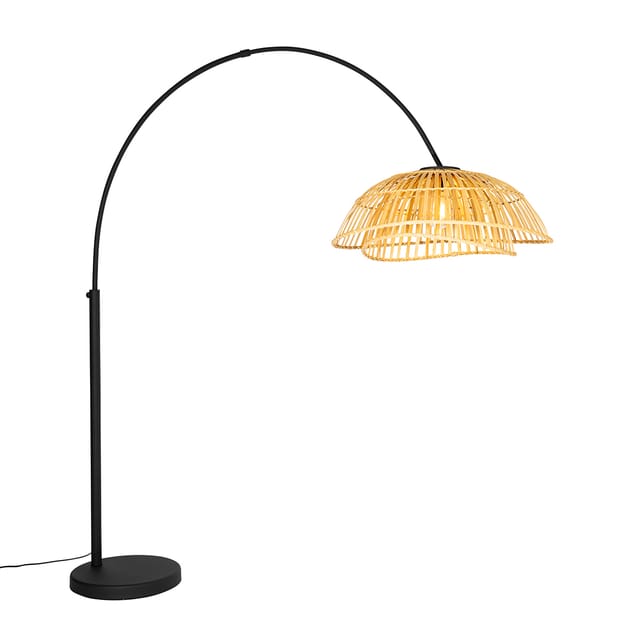 Orientalische Bogenlampe Schwarz Mit Natürlichem Bambus - Pua