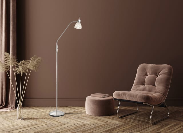Stehleuchte Wohnzimmerleuchte Standlampe Led Flurleuchte Nickel Metall Glas