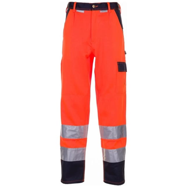 Planam Warnschutz Bundhose Zweifarbig Gr. 60 Orange/marine