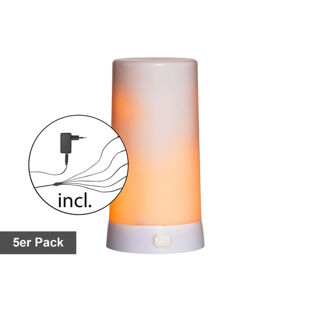 Starterset Led Tischkerze ,diner Mit Flammen-effekt, Micro-usb, 5 Stück, Weiß