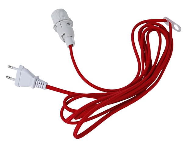 Best Season - Star Trading Lampenfassung E14 'lacy' Mit Stecker, Rot, Textilkabel 350cm