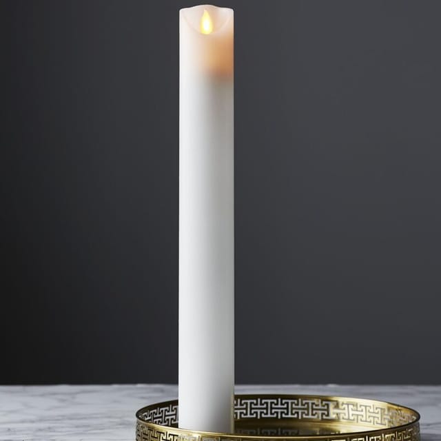 Star Trading - Schmale Led Stumpenkerze ,m-twinkle', Flacker-effekt, Batterie Und Timer, Weiß, 40cm
