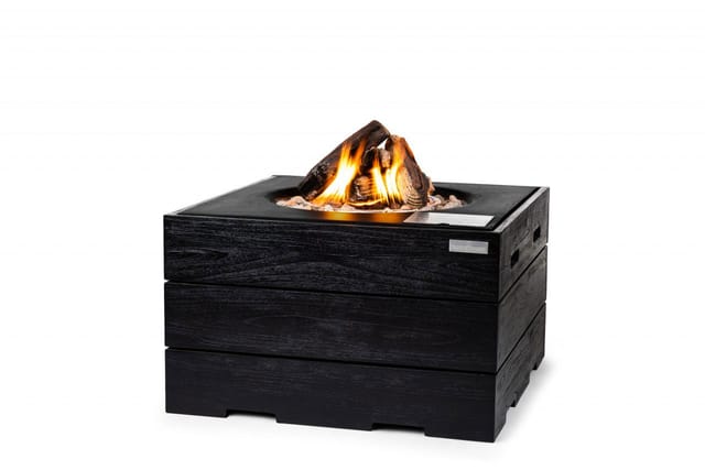 Mania Feuertisch 19,5 Kw Quadratisch Groß 76x76x46 Cm Teak Black/schwarz - Happy Cocooning