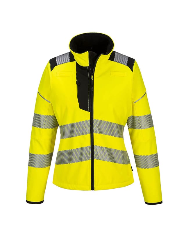 Damen-softshell-jacke Pw3 Hochsichtbar Gelb/schwarz S